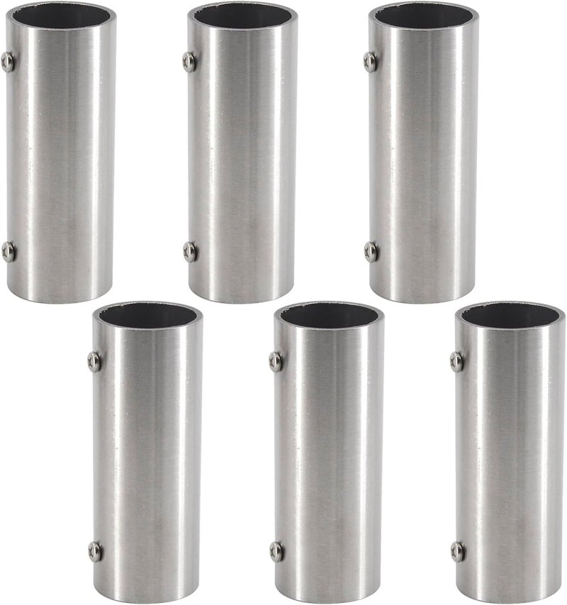 SeeRaphee (6 Pieces) 40mm Length Pipe Fittings Brushed Straight Pipe Connector Stainess Steel Rod Joint Fit for Tube Outside Diameter 32mm For Handrail,Clothes Hanging Rod and Storage Shelf - Image 1